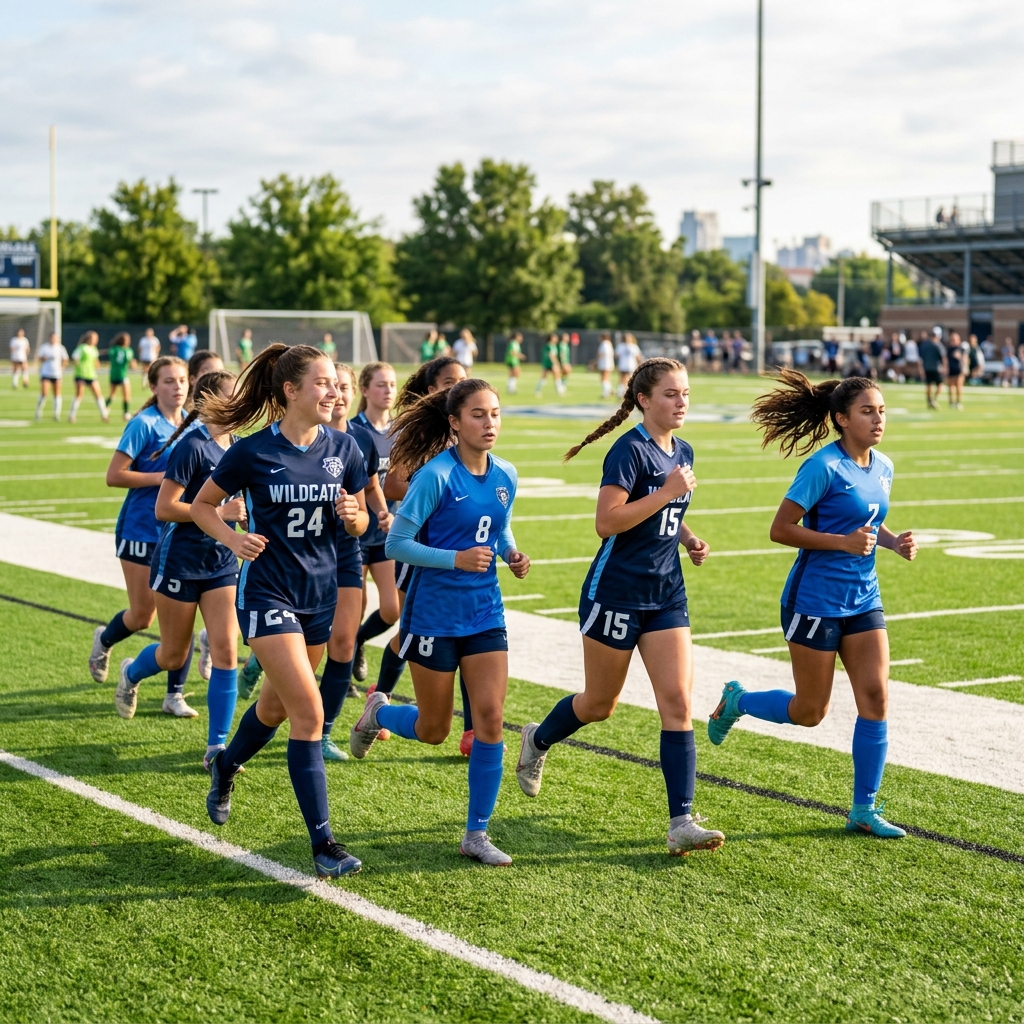 Girls' Varsity Soccer warm-up