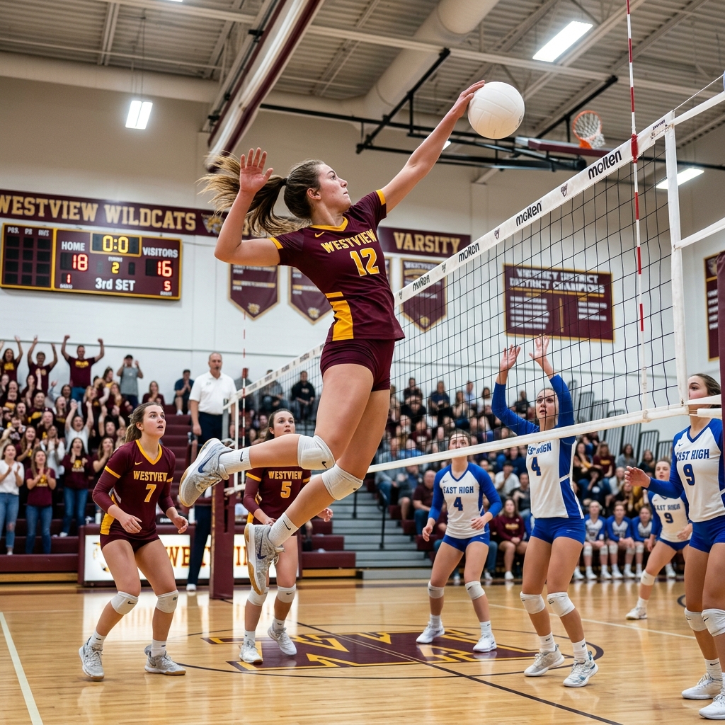 Varsity Volleyball action shot